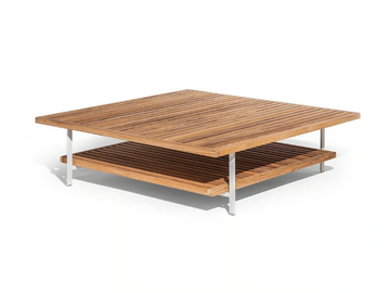 SOLARIA - Square low teak garden side table by Poltrona Frau - view 2